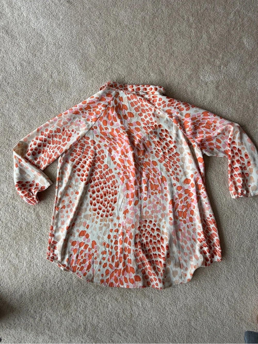 CAbi Coral and Cream Animal Print Blouse - Picture 5 of 7